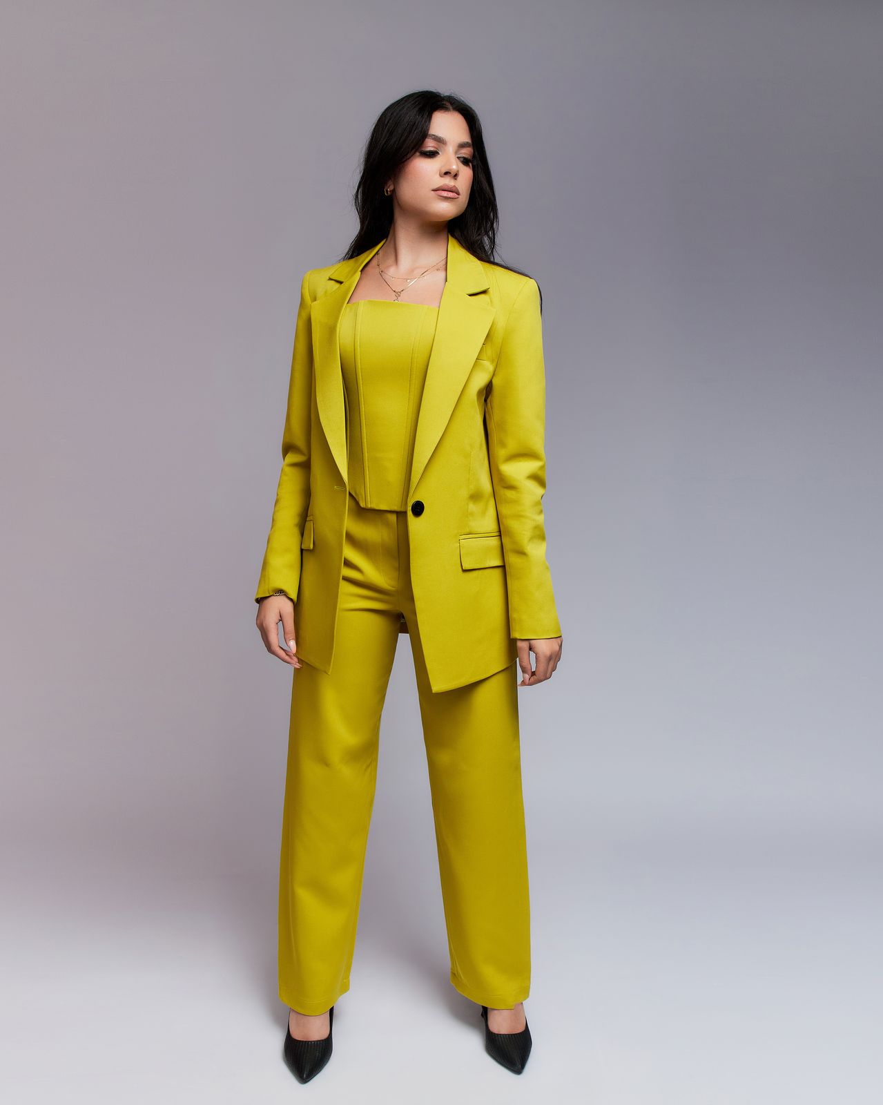lime plain suit